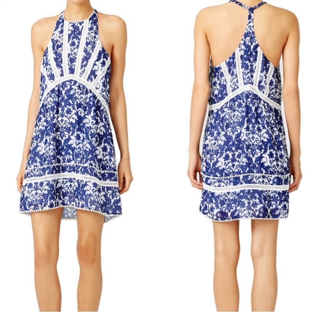 SAYLOR Navy Garden Gate Halter Dress